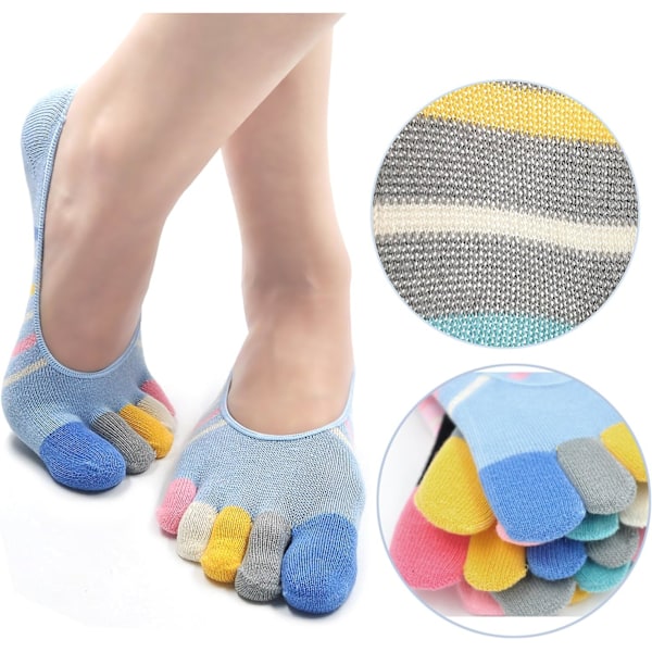 Naisten matalat varrettomat varpaiden erottavat puuvillaiset sukat, 4/5 paria Multicoloured 1 5 Pairs 45392