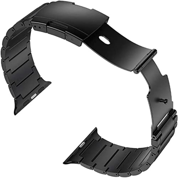 Titan armband, metallrem med sköldpaddsspänne, kompatibel med Apple Watch Series 9/Ultra 2/SE/8/7/2023, 38mm/41mm/40mm, svart