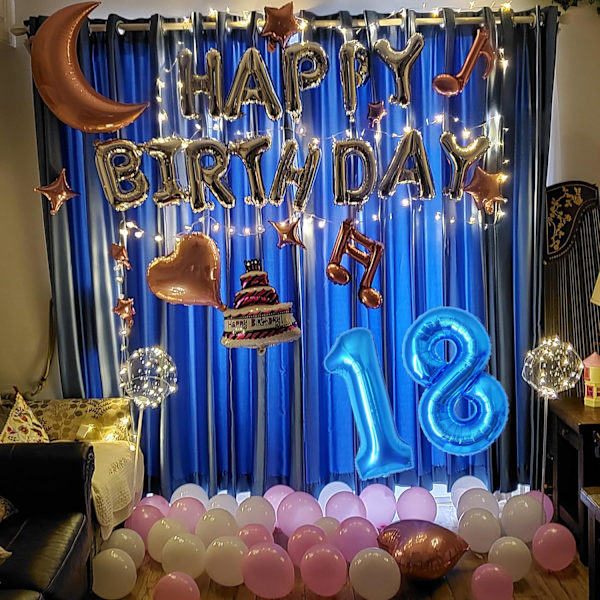 Numeropallon, värikkäät helium-numeropallon syntymäpäiväpalloihin, itse täyttyvät numeropallon, foliopallon syntymäpäiväjuhliin, uuden vuoden koristeluun Blue #18 Large