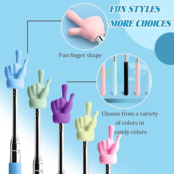 Telescopic Teacher Pointer Extendable Pointer Finger Pointer Mini Classroom Pointer for Teachers (Blue)