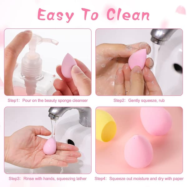 Set med 40 mini Beauty Blenders i flaskor, sminksvampar, droppformade, för jämn applicering