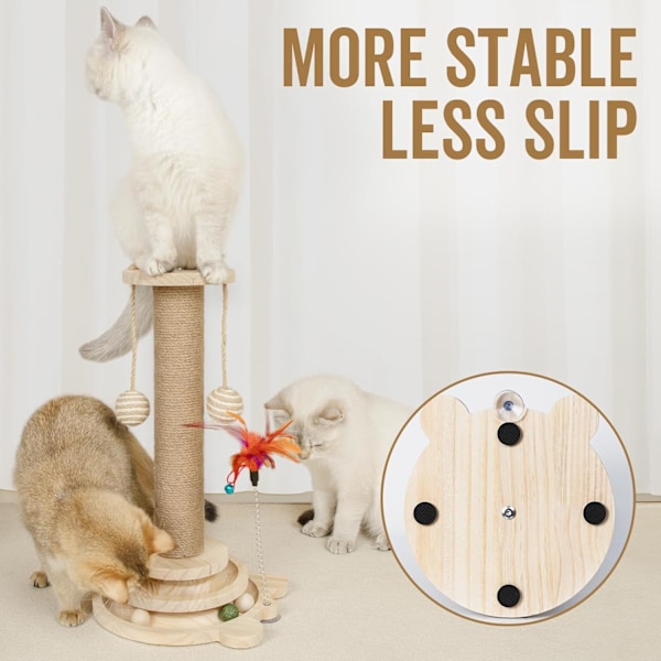 Kattklösträ med interaktiv spårboll, klösträ för inomhuskatter med stabil träbas, liten klösträ för kattungar, rolig klösträ för katter, 45 cm