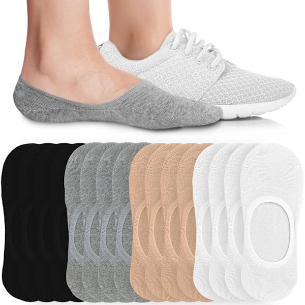 Osynliga Strumpor Dam - Halksäkra Låga Ankelstrumpor - Osynliga Liner Strumpor för Casual & Formal Klädsel - Mjuka & Stretchiga, 8 Par (16 Strumpor)_4 Co