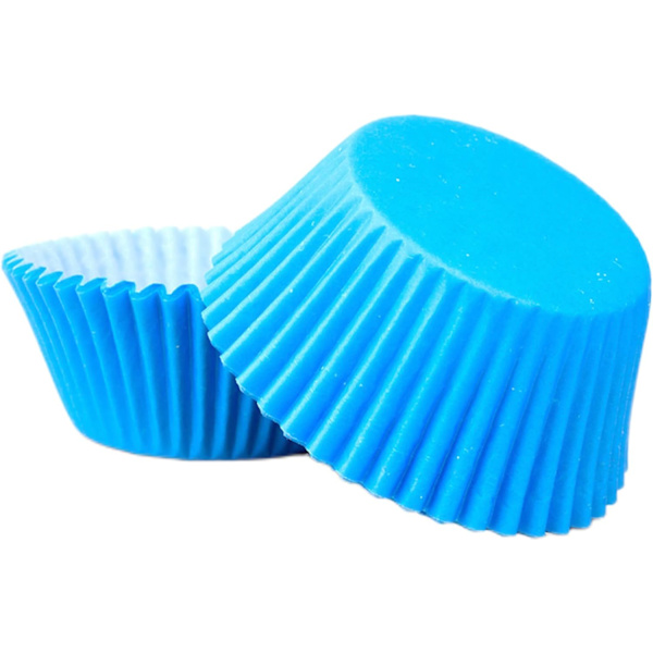 Blå cupcake-forme i papir til King Charles' kroningsdekorationer, bageforme, mini muffin-forme, muffin-forme, P Blue