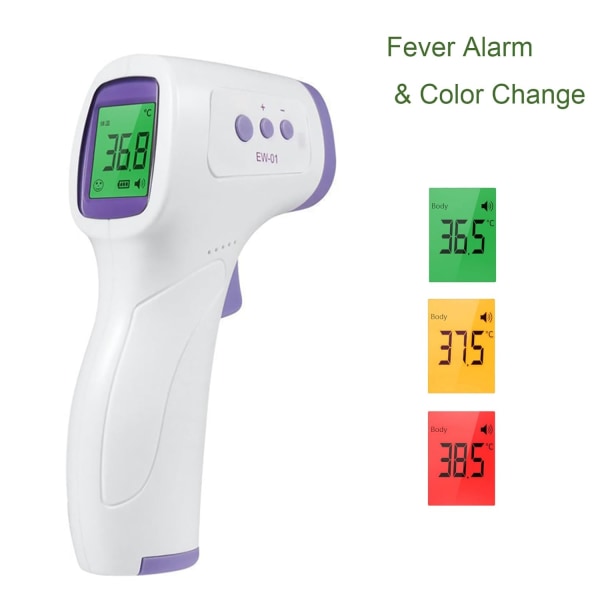 Berøringsfri pandetermometer til baby/barn/voksen, infrarød termometer, digital termometer med følsomme resultater og 32 sæt hukommelsesdata Purple