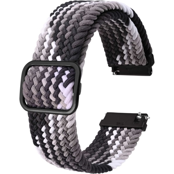 Nailonrannekkeet kelloihin, säädettävät punotut silmukkarannekkeet miehille ja naisille, 16mm 18mm 19mm 20mm 22mm 24mm valittavissa Gradient Black / Black Buckle 19mm