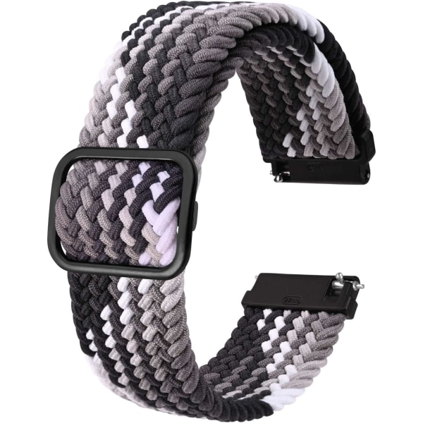 Nylon urrem til ure, justerbare flettede løkkebånd til mænd og kvinder, 16mm 18mm 19mm 20mm 22mm 24mm til valg Gradient Black / Black Buckle 19mm