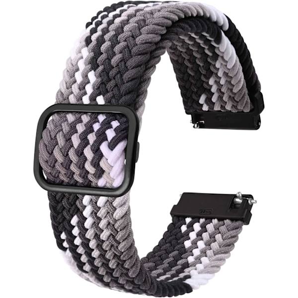 Nylon Urrem til Ure, Justerbare Flettede Loop-remme til Mænd og Kvinder, 16mm 18mm 19mm 20mm 22mm 24mm til Valg Gradient Black / Black Buckle 20mm