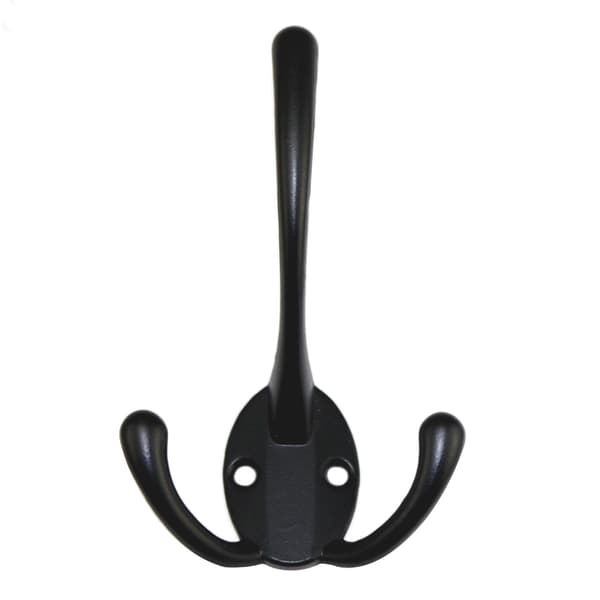 Pack Coat Hooks, Three Hooks Wall Mounted Coat Rack with Screws for Hanging Jacket, Hat, Towel, Scarf, Bag, Key, Cap - Black