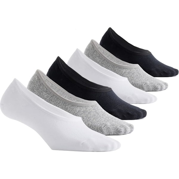 Osynliga Strumpor för Kvinnor, Låga, Korta Bomullsstrumpor med Halkskydd, 6-8 Par Black/White/Grey_6 Pairs 45548