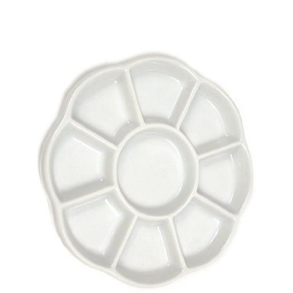 Muovinen kukkamuotoinen maalilevyalustan sekoituspaletti - valkoinen (2 kpl pakkaus)