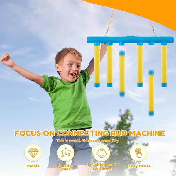 Catch the Sticks Game Reaction Training Toy Falling Sticks Game Catch Game 3 Falling Speeds Adjustable (Yellow)
