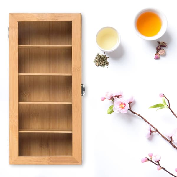 Bamboo Tea Organizer with Clear Acrylic Window, Eco-Friendly Storage Solution for Your Tea and More, Magnetic Lock Ensures Freshness