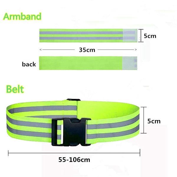 4 stk. reflekterende armbånd og ankelbånd og 1 stk. refleksbælte i høj synlighed, justerbare elastiske reflekterende løbebånd til sikkerhedsgang, cykling og jogging
