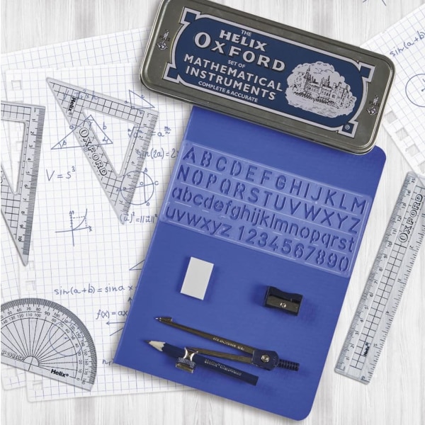 Oxford matematikksett med oppbevaringsboks Oxford Blue Tin