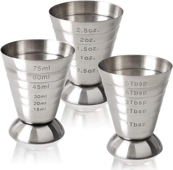 Mätsked i rostfritt stål, 75 ml, 5 msk, cocktailmått, 2-pack