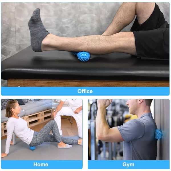 Spiky Massage Ball Sæt, 2 Pak Krops- og Fodmassage Rulle, Hård Jordnød Massagebold til Plantar Fasciitis, Triggerpunkt Terapi, Dyb Væv, Myo Upgrade 2 Pcs  Blue