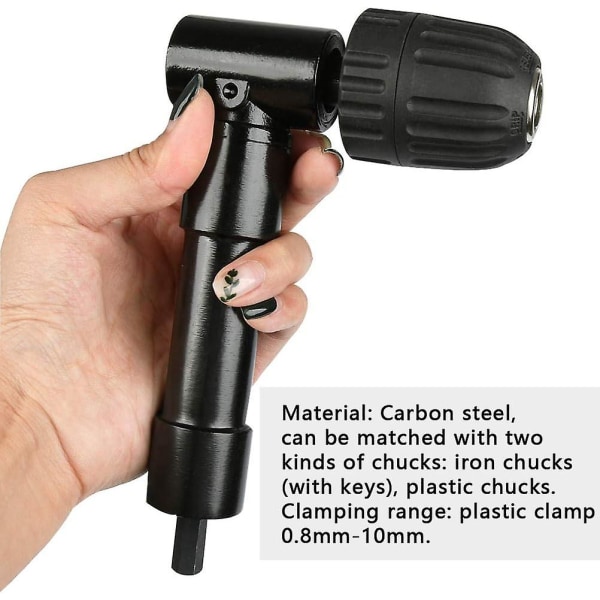 Selvstrammende 90 graders rettvinklet chuck, hurtigutløsende drill albue chuck bit skrutrekker vinkelhode chuck bit adapter rettvinklet drill bit