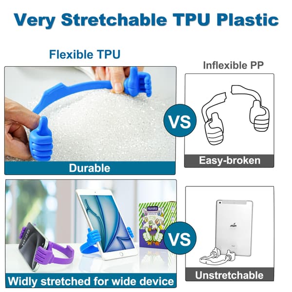 Justerbart tumgrepp Justerbart TPU Flexibelt Mobiltelefon/Tablet Skrivbordsställ - Blått och Svart