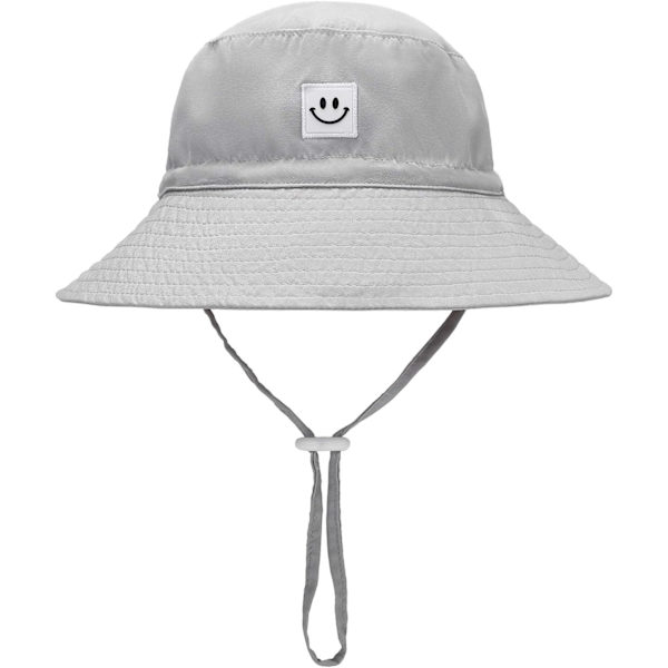 Baby Solhatt Leende Ansikte Småbarn UPF 50+ Solskyddande Hinkhatt Fin Strandhatt för Baby Flicka Pojke Justerbar Mössa Gray 06 Months