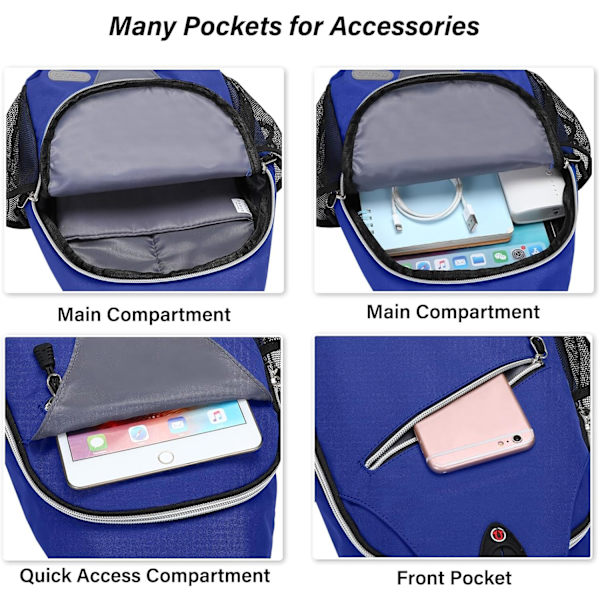 Sling-reppu, monikäyttöinen crossbody-olkalaukku, matkustus- ja vaelluspäiväreppu Royal Blue
