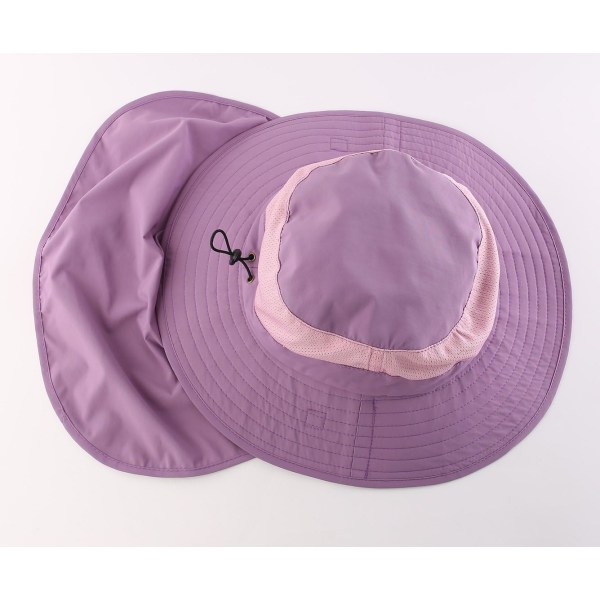 Utomhus UPF50+ Mesh Solhatt Bred Brätte Fiskehatt med Nackskydd Purple L