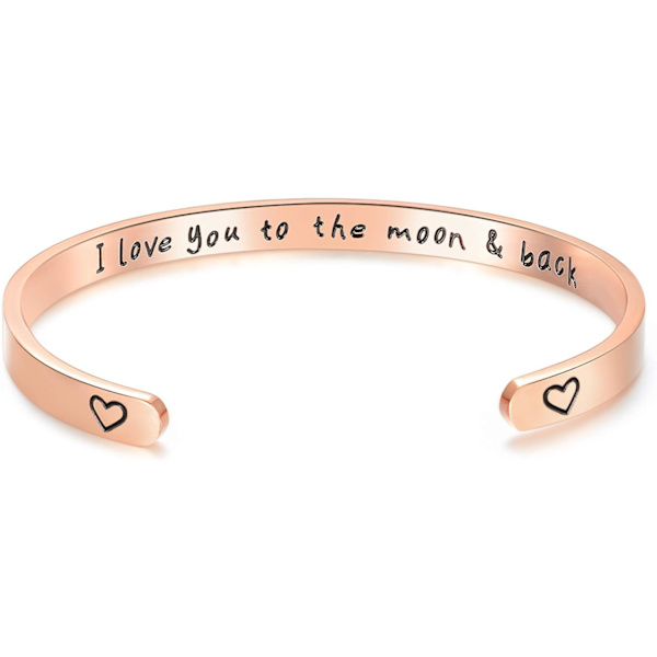 Vänskapsarmband för kvinnor - Inspirerande vänskapspresenter till bästa vän, motiverande manschettarmband för systrar, mamma, lärare, presenter 2I love you to the moon and back