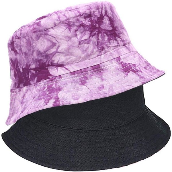 Söpö ämpärihattu rantakalastajan hatut naisille, kääntyvä kaksisuuntainen kulutus Tie Dye Purple