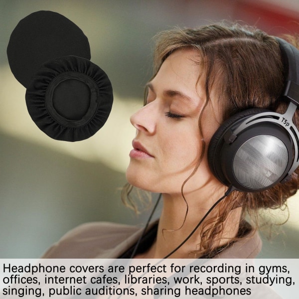 Hörlursfodral, 4st Hörlursfodral, öronskydd för headset Tvättbara och töjbara, återanvändbara svettfodral för hörlurar Passar 6-7,5 cm headset