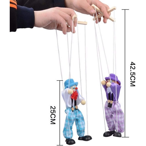 Clown Marionettdocka Tråddocka Leksak Trä Handdocka Berättar Leksaker för Barn Present 16.7 inches