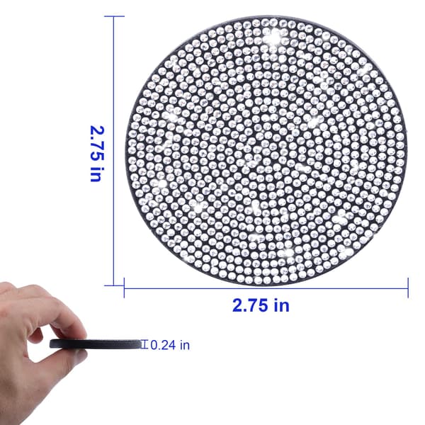 2 stk. 7 cm / 2,75 tommer Bling Bilunderlag, Koppholderunderlag Glitter Bilunderlag Koppmatter Krystalltilbehør for Damer og Jenter