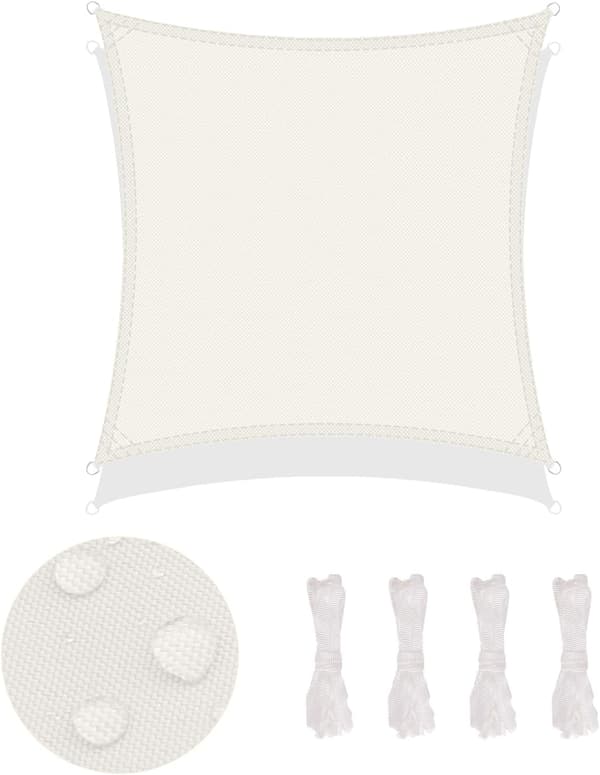 Rectangular Sun Shade Sail - Cream - 3x3 m - UV Resistant - Includes Mounting Kit - Rectangular Waterproof PES