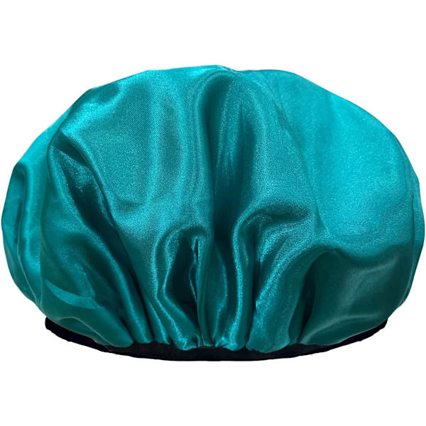 Badehætte, ekstra stor badehætte med tre lag med tørrefunktion til kvinder Mikrofiberfrotté Silke Satin 100% Vandtæt Genanvendelig Lang Green