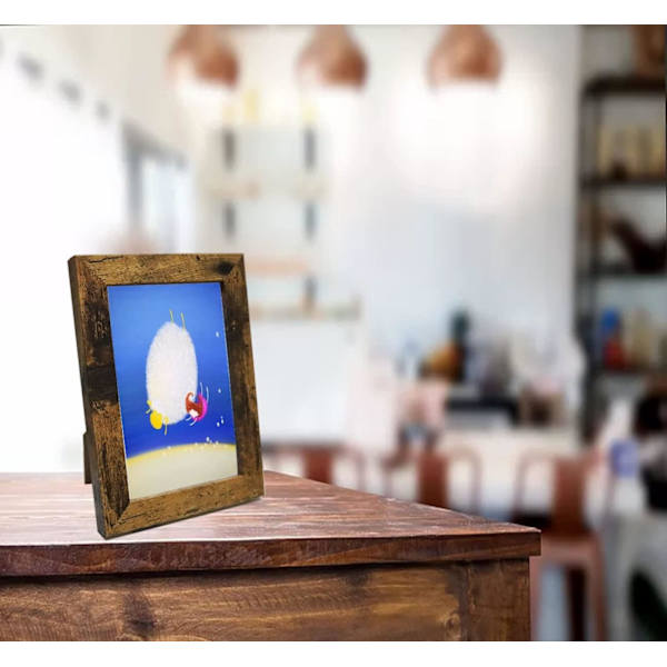 6x4 tommers rustikk fotoramme i brunt med klart glass foran for bordplate eller veggvisning 2 pakker Brown 6x4 inch/ 10.1x15.2 cm