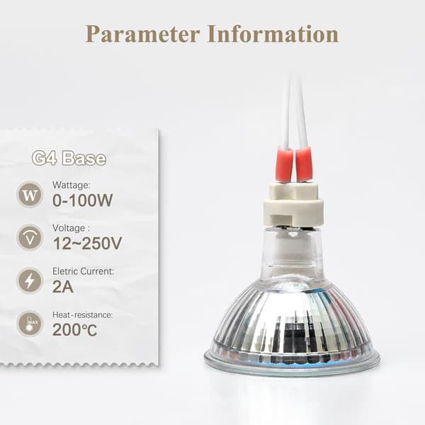 MR16 GU5.3/G4 Socket, Double Pin Base, Compatible with 12V Halogen/LED Bulbs, Ceramic Socket, 12-Pack.
