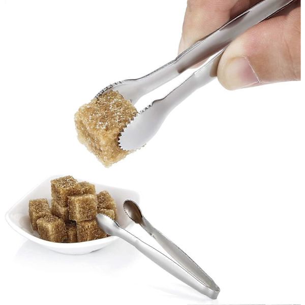 Sæt med 4 Mini Serveringstænger Rustfrit Stål Sukkerklemme, 10 cm