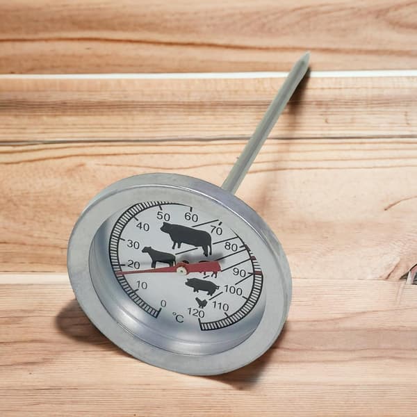 Analog grilltermometer, ovn- eller grilltermometer i rustfrit stål (Pegerlængde 10,5 cm)