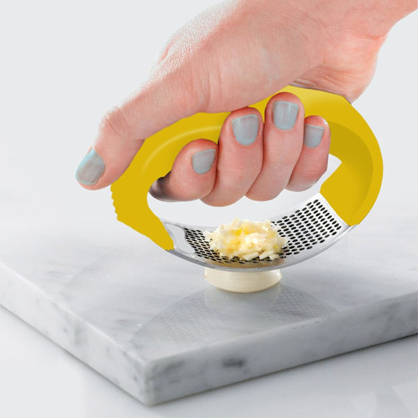 Hvidløgspresser Rocker Super Nem at Bruge & Rengøre Rustfrit Stål Hvidløg Knuser & Hakker Brugervenlig Hakker Madkvalitet Heavy Duty Hvidløgspresser Dur Yellow