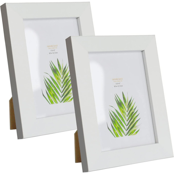 Ram för 3,5x5 tum foto Vit ram MDF bildram 2-pack för bordsskiva och vägg White 3.5x5 inch/ 8.9x12.7 cm
