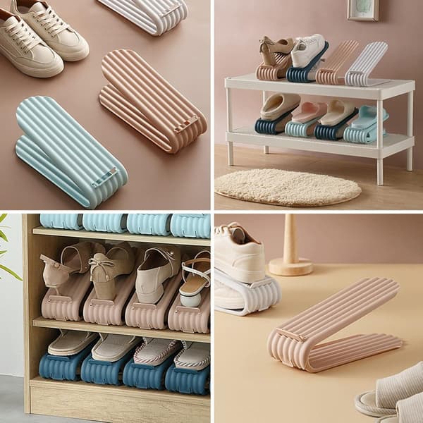 Shoe Rack Organizer, Space-Saving Plastic Shoe Holder, Double Deck, Upgraded Thickening Shoe Rack