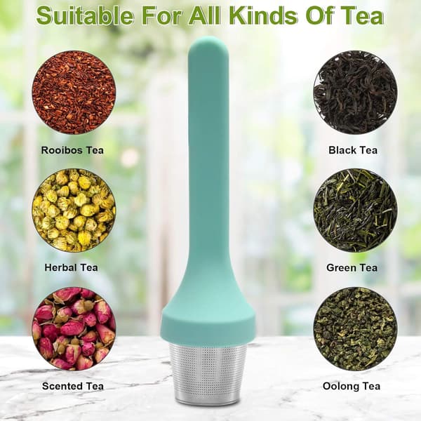 Stainless Steel Tea Infuser with Silicone Handle, Loose Leaf Tea Maker, Extra Fine Mesh Tea Strainer for Loose Leaf or Herbal Tea