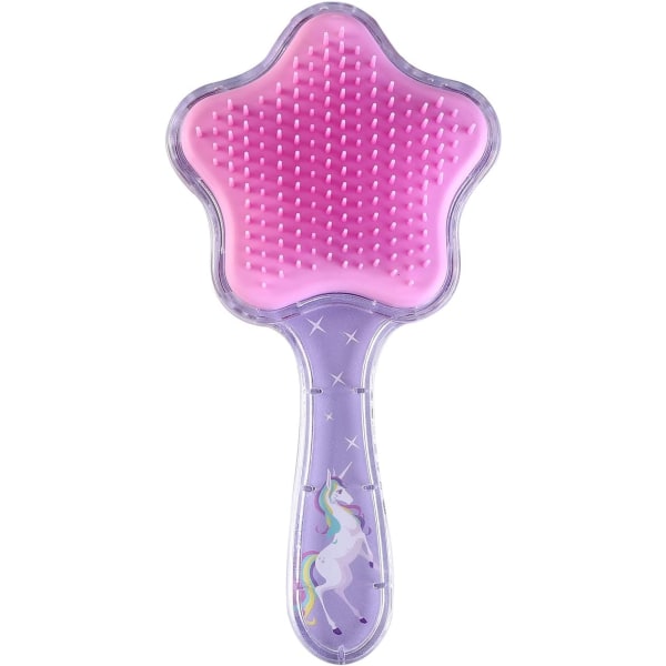 Hårborste med Paddel för Små Flickor (3-8 år), Glider Lätt Genom Tovor Utan Att Dra, Enhörning Glitter Borst Tangle Brushes (Lavendel)