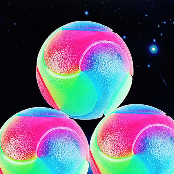 Hund LED-boll Hund leksak Interaktiv studsande lysande boll med blinkande elastisk hundboll Glitter hund leksak (2 st slät boll), Versailles