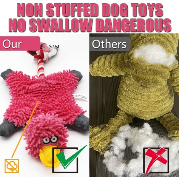 Pipande hund leksaker för tristess, inga stoppade mjuka hund leksaker anka plysch hund leksaker för små medelstora stora hundar Pink