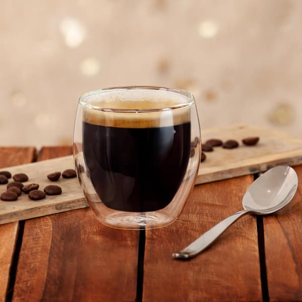 Dubbelväggiga Espressoglas, 2-pack - 250ml Dubbelväggig Kaffekopp, Mockakoppar, Termiska Glas med Flytande Effekt