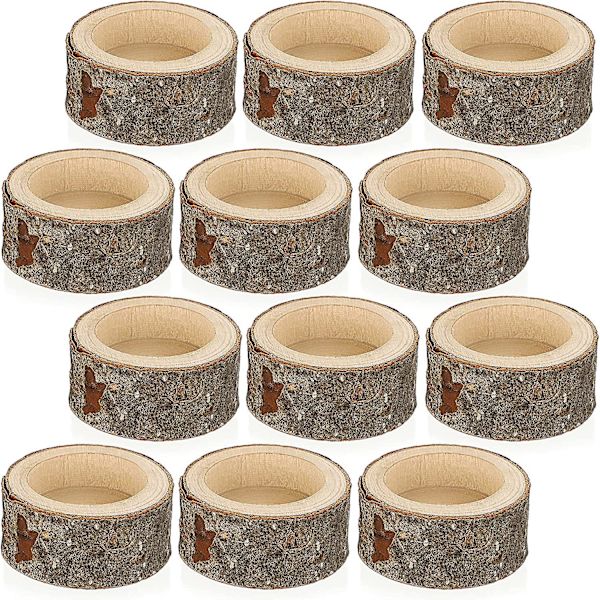 12 stk. Lysestake i tre, Votive Lysestake Lysestake Dekorasjon for Hjem, Bord, Bryllup (høyde 2,5 cm)
