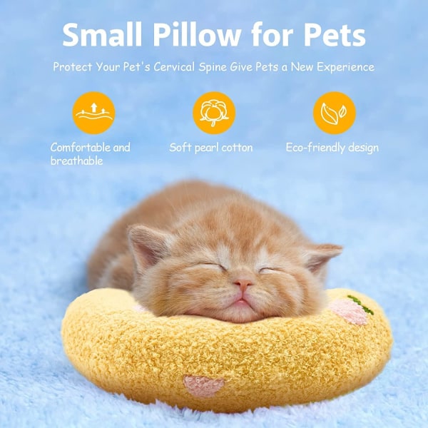 Tyyny kissoille | Pehmeä ja pörröinen lemmikkieläinten rauhoittava lelu | Catnip-tyyny Catnip-pehmolelu | U-muotoinen tyyny nukkumiseen, lepoon, leikkimiseen (keltainen) yellow