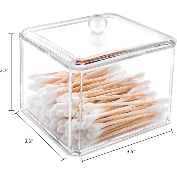 Q-tip-holderdispenser til vatrondeller, vatpinde, vatronde puder, Q-tip, tandtråd, apotekerkrukke i akryl til badeværelsestilbehør Square Ushaped