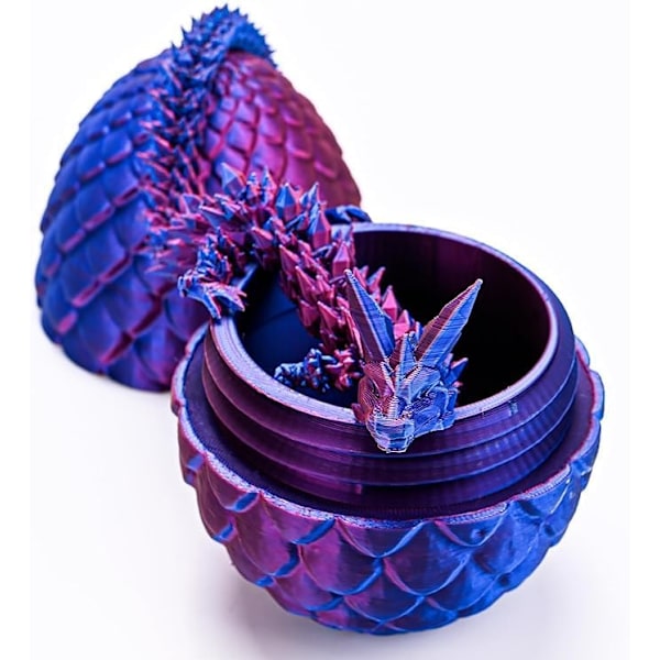 3D-printad drake med överraskningsägg, dekorativt påskäggsfyllmedel, påskgåva till pojkar barn heminredning, exekutiv drake fidget bordsleksak (Lila) Purple