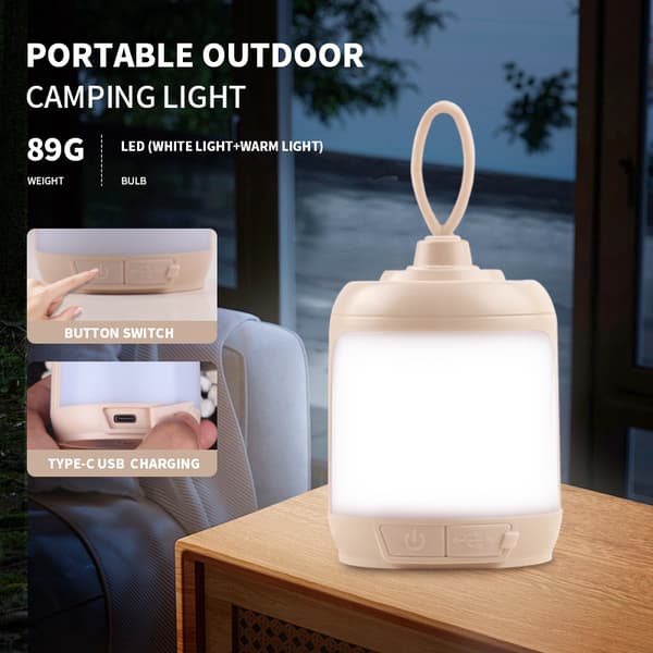Mini Outdoor Camping Lamp, USB Rechargeable LED, Portable Light, 6.5 x 13.8 cm
